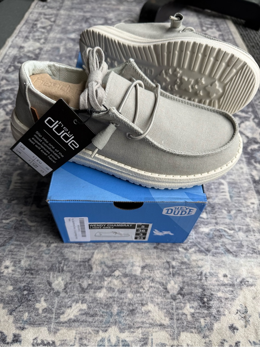 Hey Dude Wendy Chambray Light Gray Canvas Slip-On Loafer